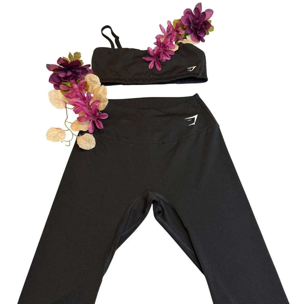 Gymshark Womens 2pc Training Crop Legging Set High Rise Capri Sport‎ Bra B1A1U S - Picture 16 of 16